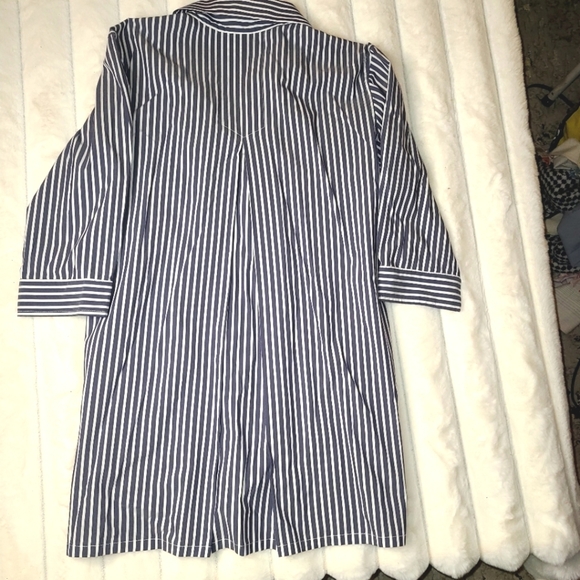 Kal Rieman Double blue and white Collar Button-Down  3/4 Sleeve Relaxed  Shirt - Picture 3 of 11